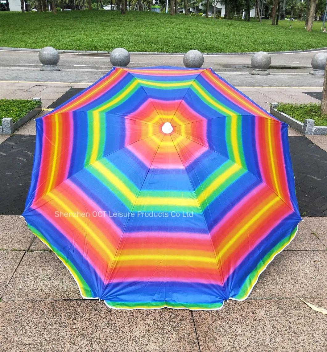 UV Protection Rainbow Beach Umbrella with Affordable Price (OCT-BU19008)