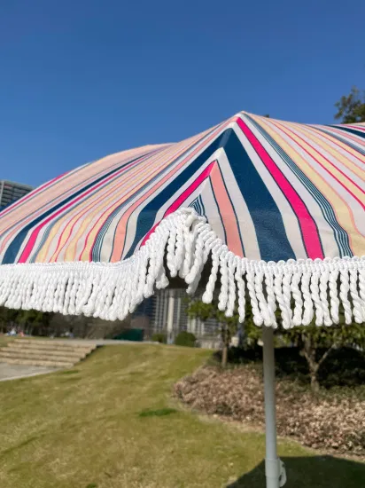 Guarda-chuva de praia multicolorido com borla de 180 cm